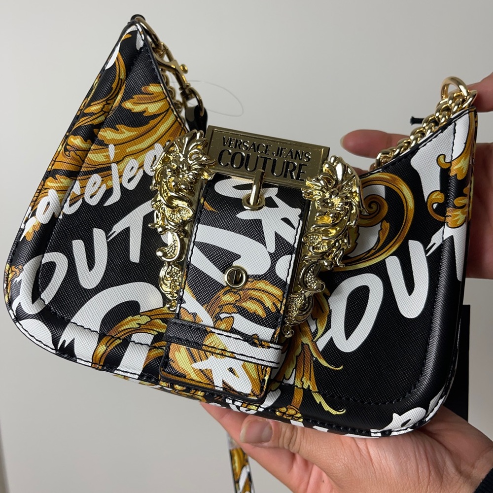 Versace Jeans Couture Baroque Buckle Mini Bag Black